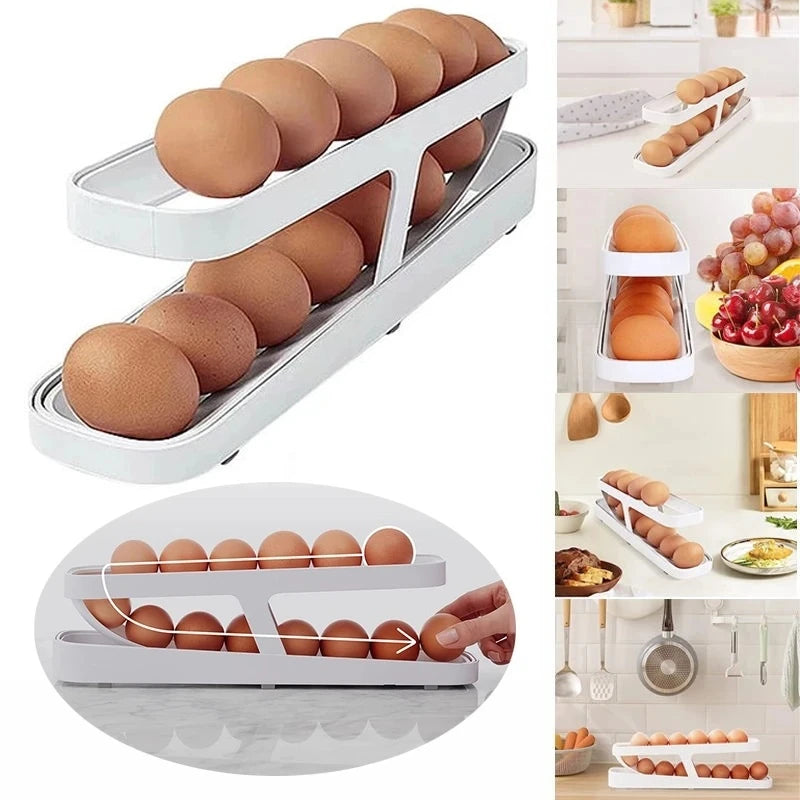 Organizador Porta Ovos 2 Andares Dispensador Automático De Ovos - Universo Cozinha