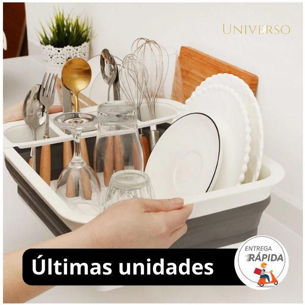 ESCORREDOR DE LOUÇAS RETRÁTIL PORTA COPO TALHERES E PRATOS EM SILICONE DOBRÁVEL - Universo Utensílios