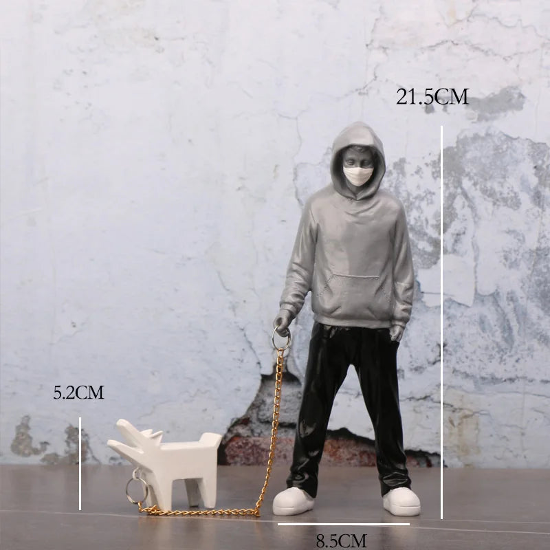 Escultura Homem com Cães - Estilo Banksy – Universo Decor