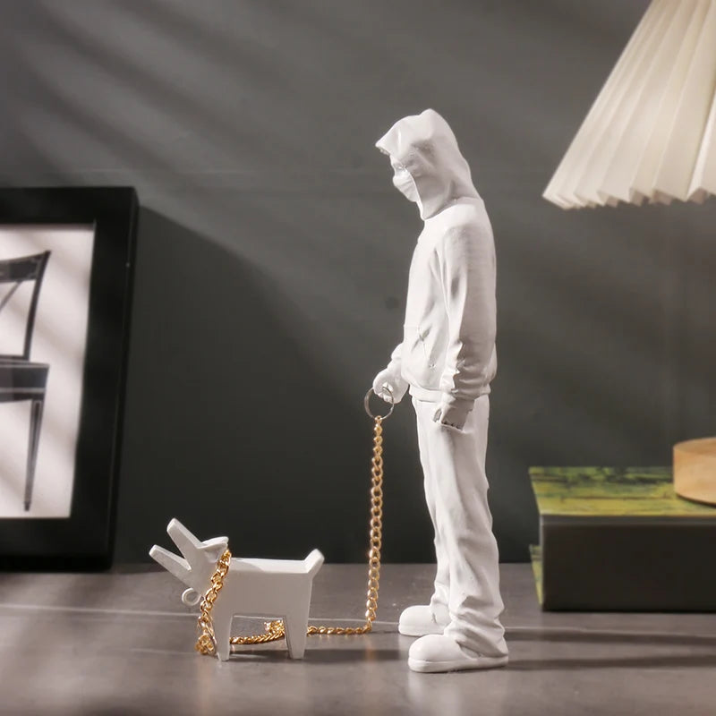 Escultura Homem com Cães - Estilo Banksy – Universo Decor