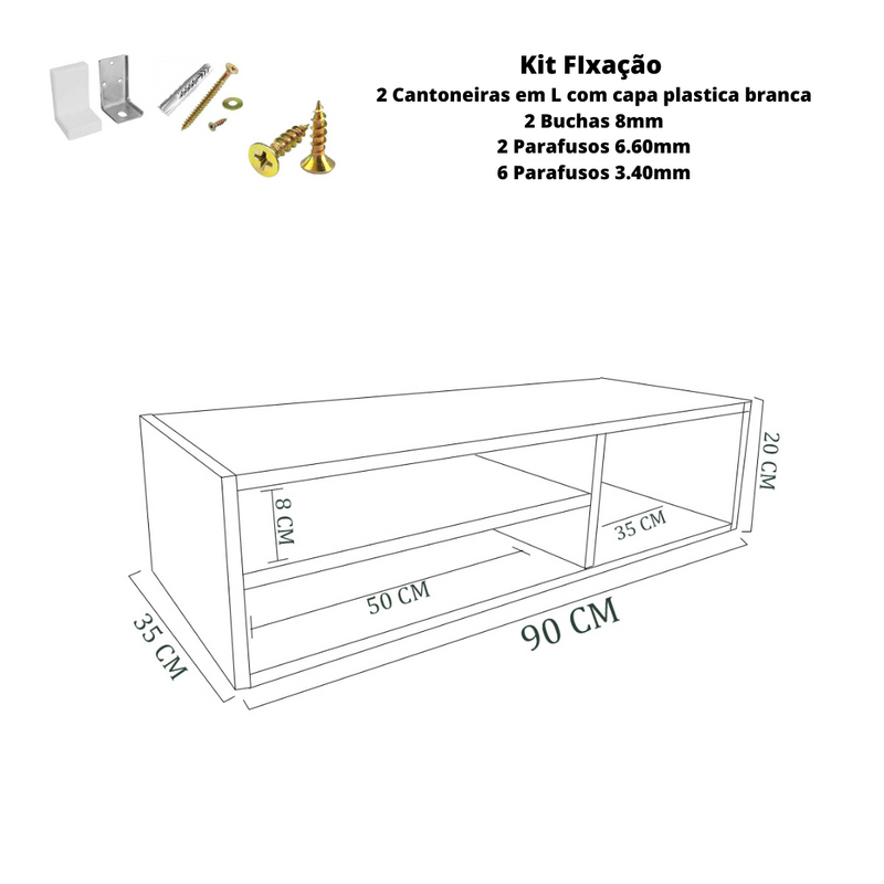 Rack Sala Suspenso Preto Em Mdf