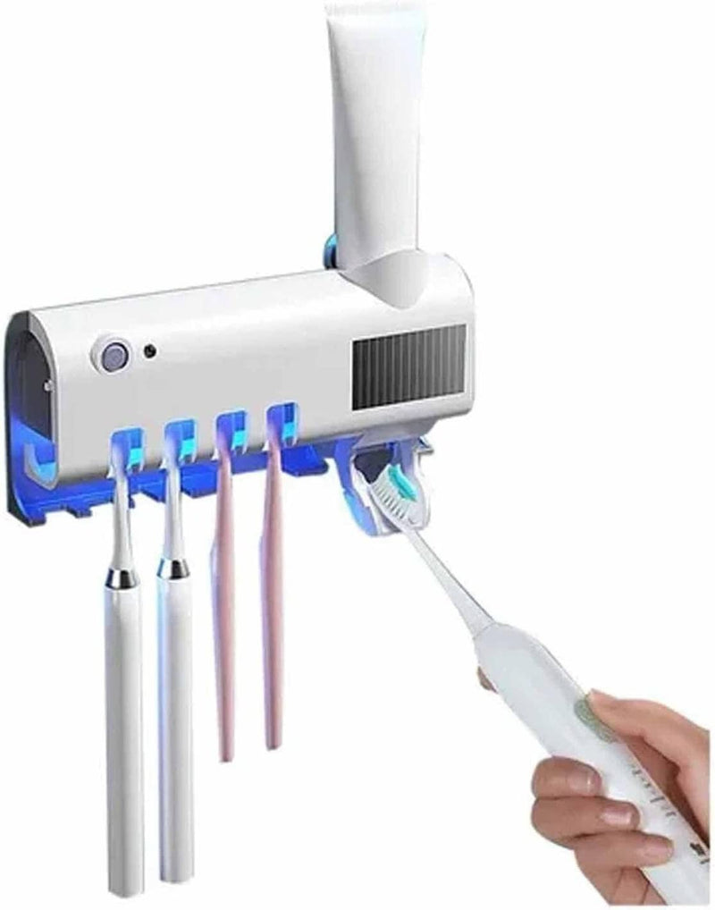 Suporte Dispenser Pasta De Dente Escova Com Esterilizador Uv - Universo Casa