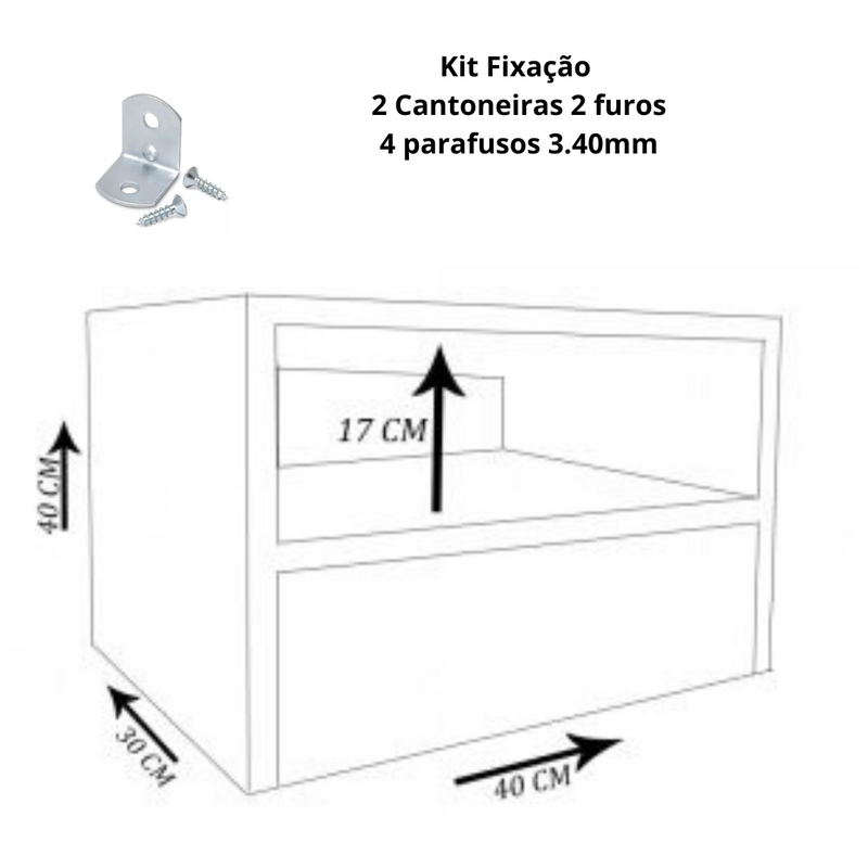 Mesa De Cabeceira Suspensa 1 Gaveta Em Mdf Branco (A+09-12)