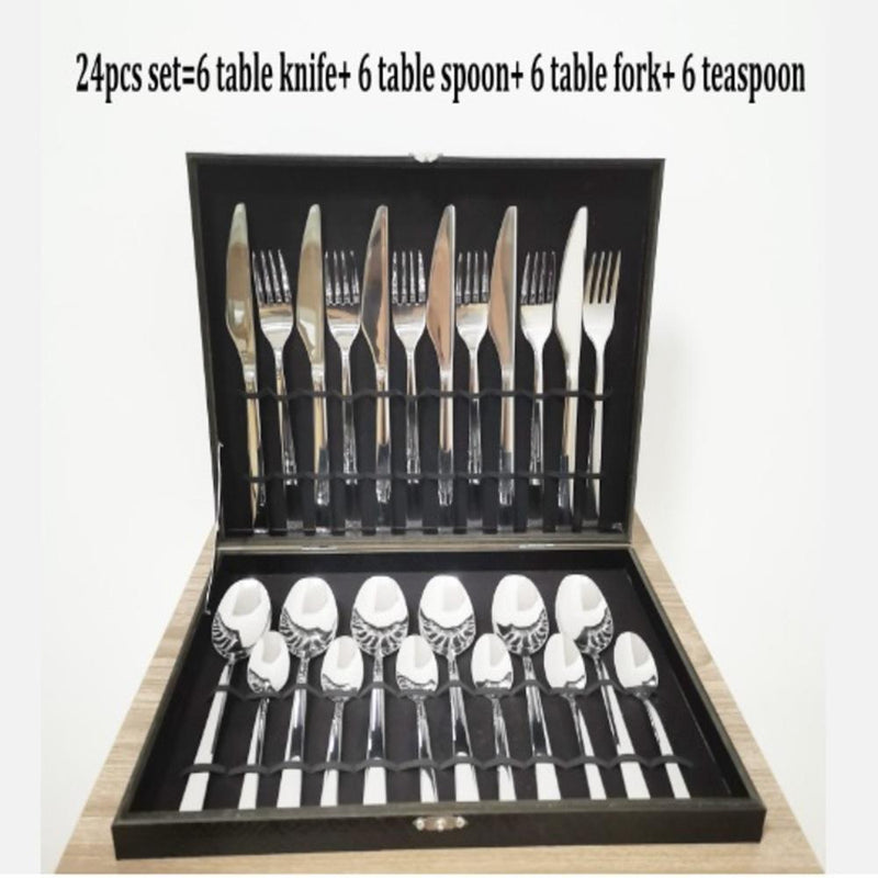 KIT FAQUEIRO MALETA PREMIUM 24 PEÇAS CONJUNTO TALHERES INOX ESTOJO MADEIRA - Universo Utensílios