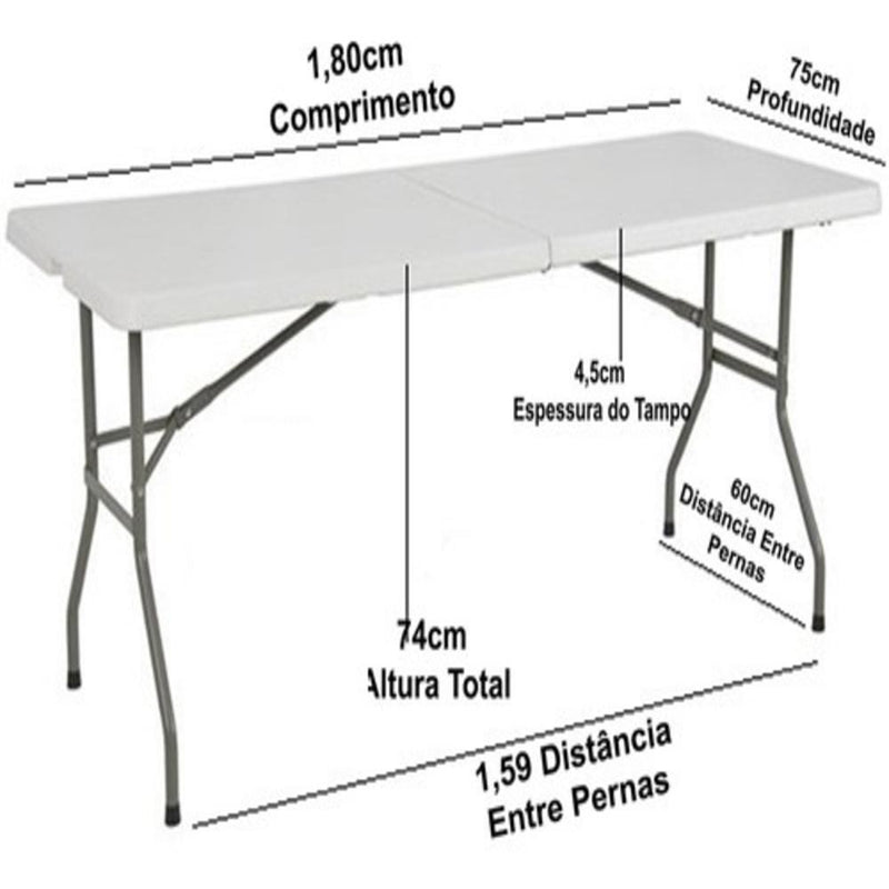 MESA DOBRAVEL 1,83M  VIRA MALETA - CAMPING PRAIA, DJ, FESTA MULTIUSO (E+06-12)